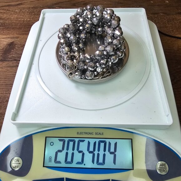 Faceted Silver Hematite Sterling Silver Multi Strand Bib Necklace, 17” - Picture 9 of 10